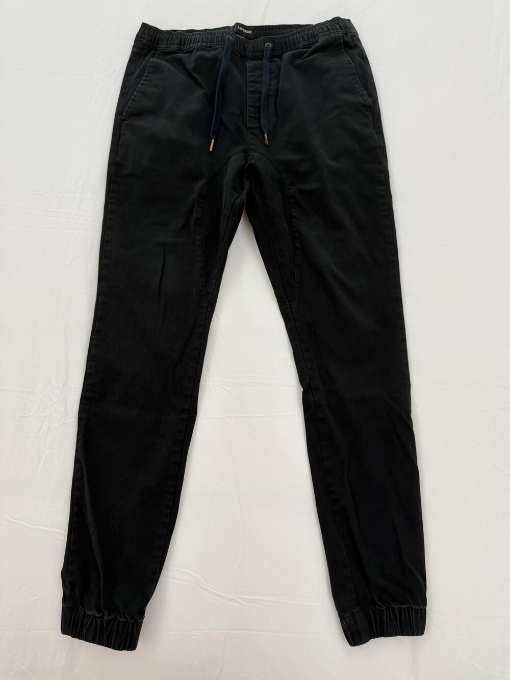 Zanerobe Jogger Pants Mens 34 Black Elastic Cuff Drawstring Stretch Casual